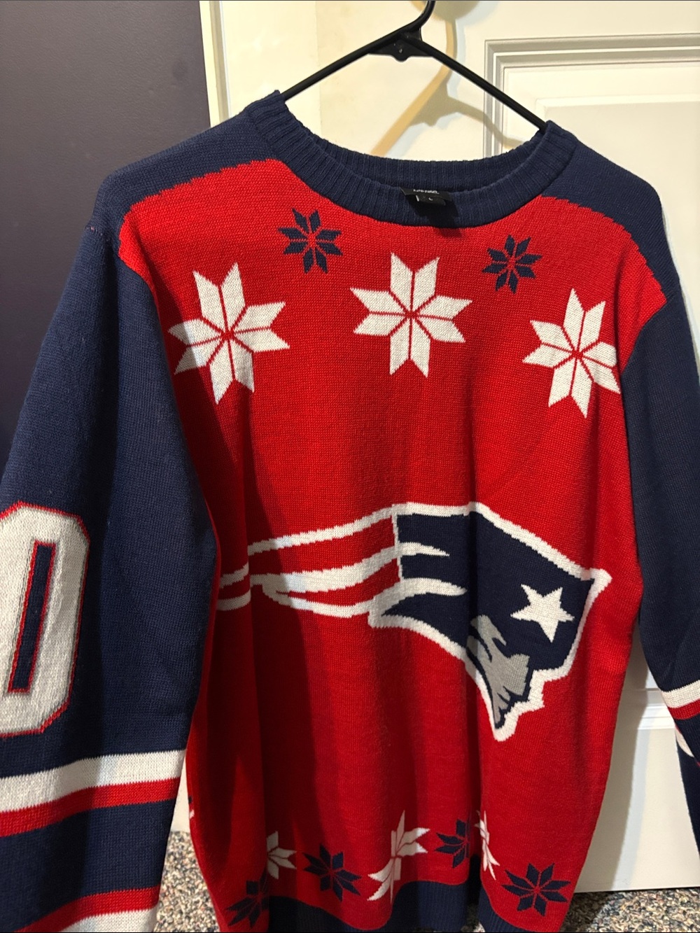 Men’s Red and Navy Pats Holiday Sweater